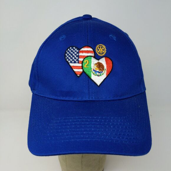 International Rotary Club Queensboro USA Mexico Flag Blue Hat Cap Adjustable - Picture 3 of 10